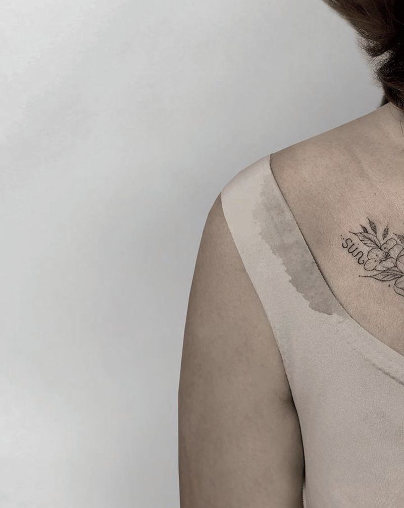 一鸣 / 2020纹身图片_锁骨素花小清新纹身图案