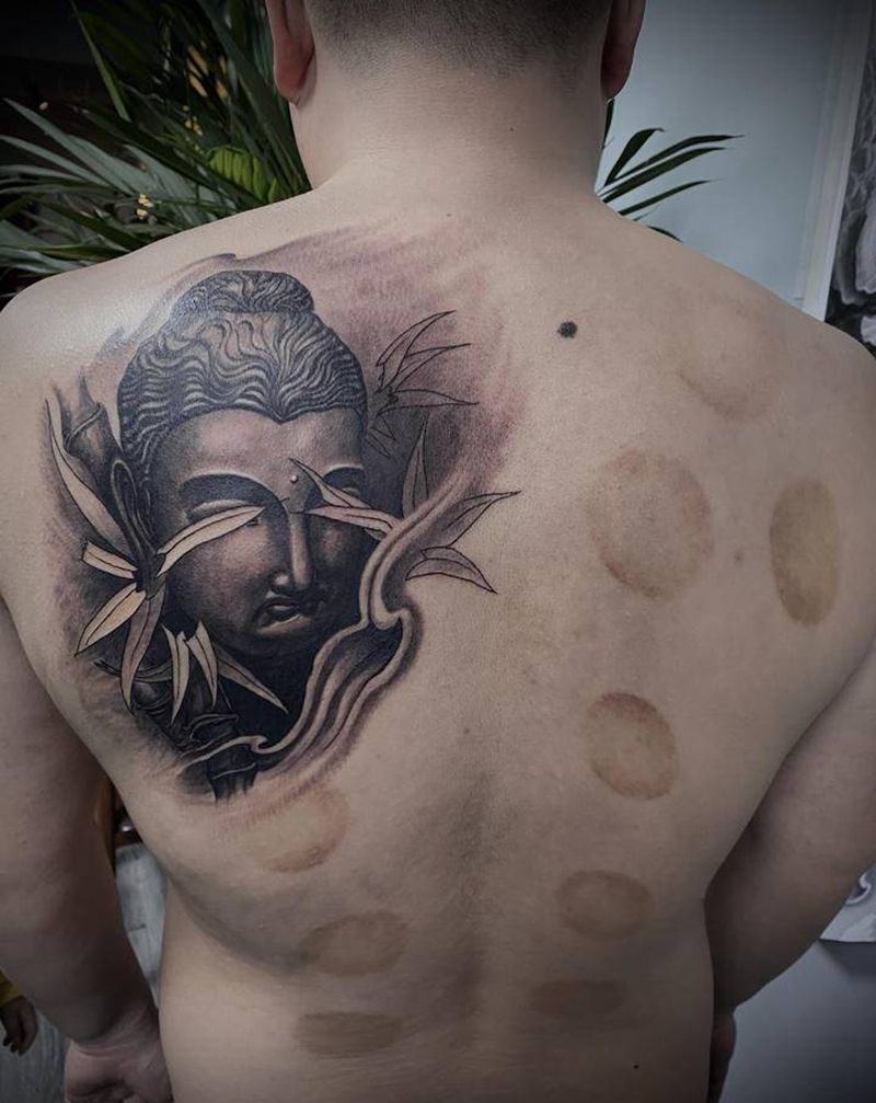 无明纹身图片_背部肩部新传统欧美写实纹身图案