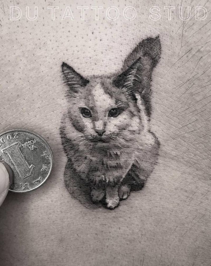 真·小猫咪纹身图片_胸部欧美写实猫纹身图案