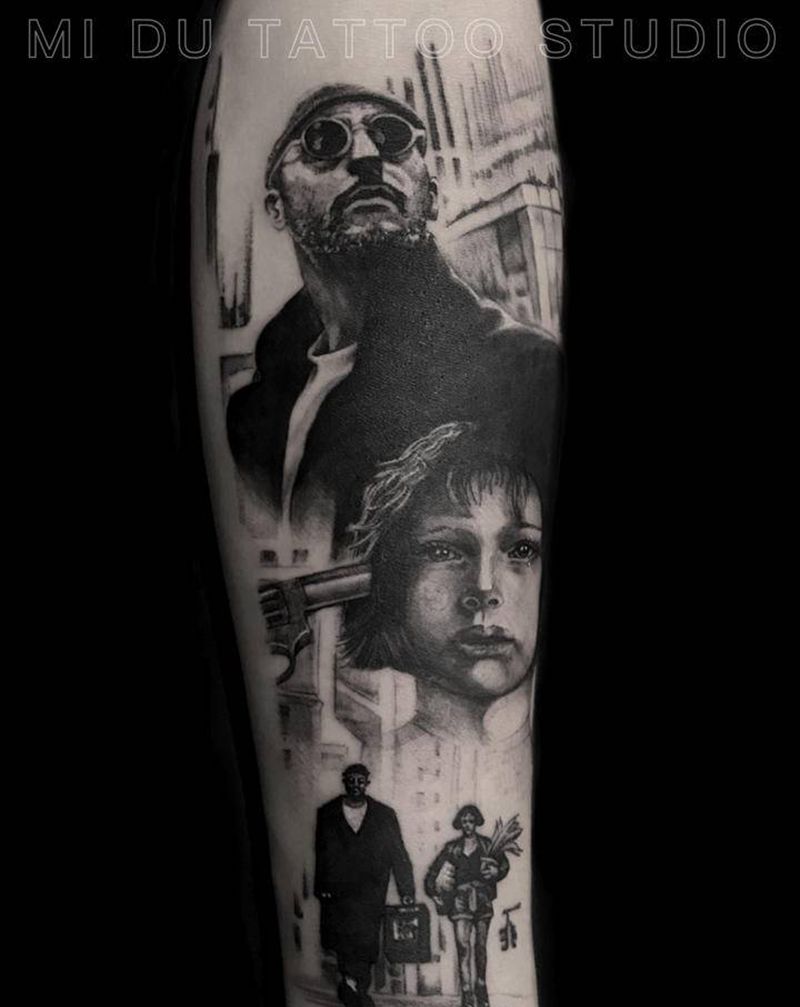 这个杀手不太冷纹身图片_手臂欧美写实肖像纹身图案
