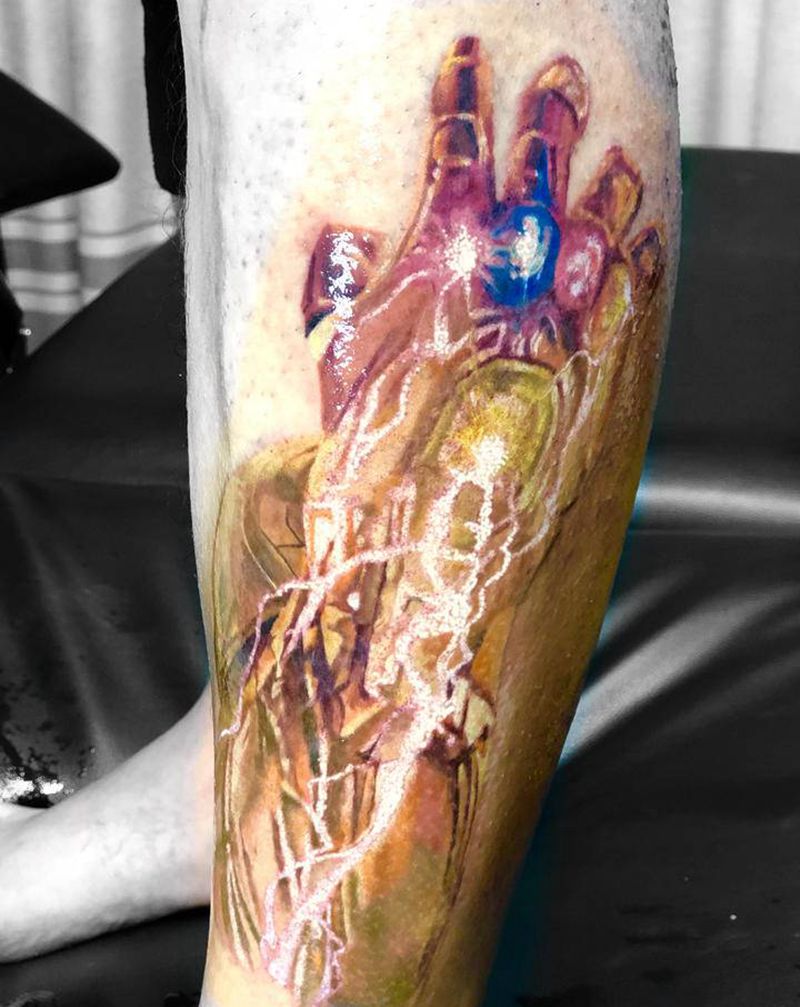 i am iron man未完纹身图片_腿部欧美写实纹身图案