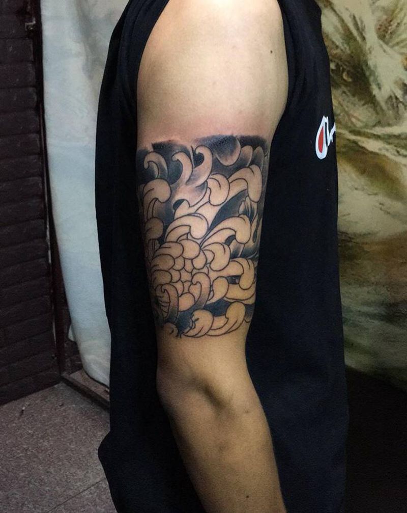 菊花纹身图片_手臂纹身图案