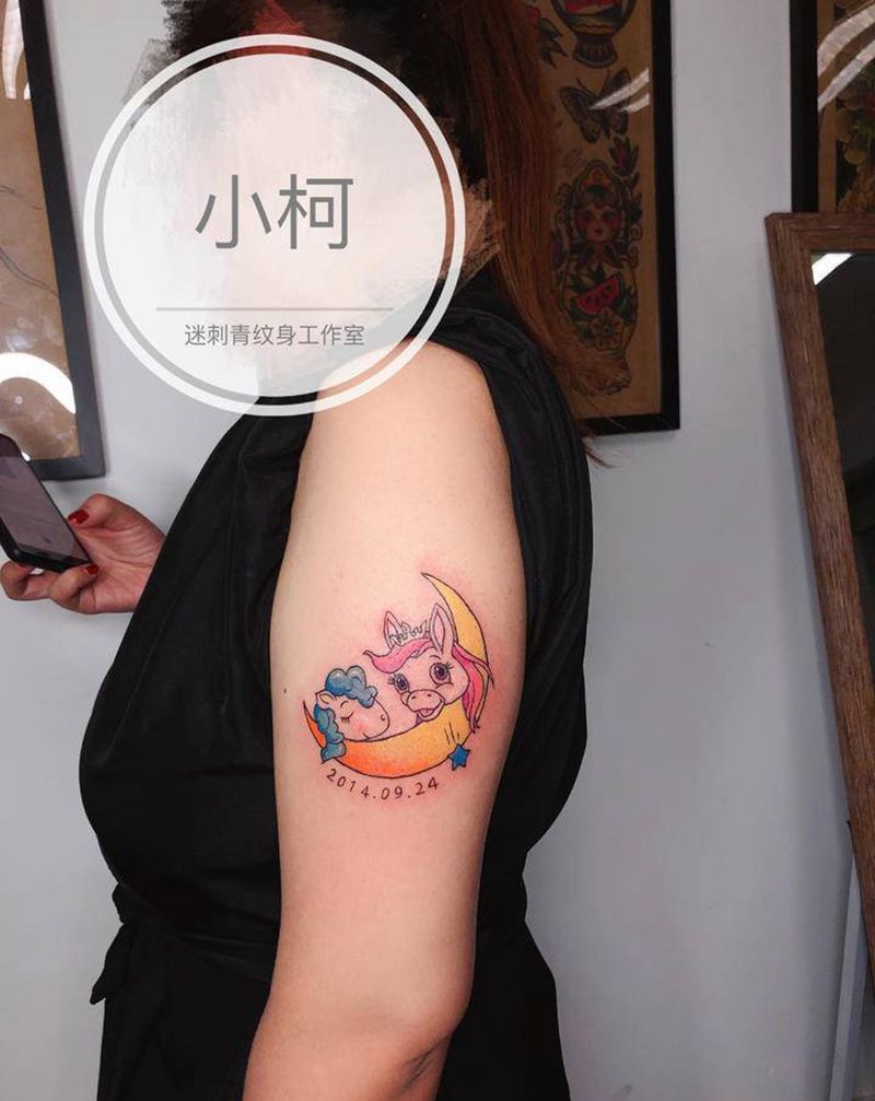 new school亲子纹身图片_手臂New SchoolOld School亲子马卡通纹身图案