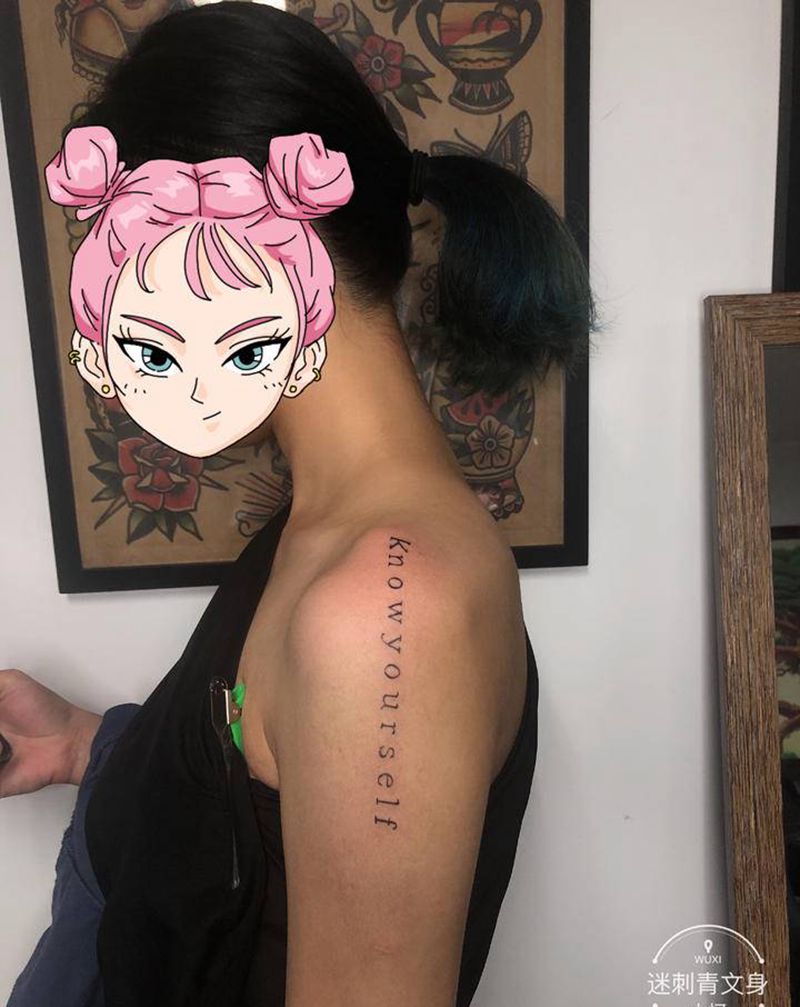 英文纹身纹身图片_手臂肩部花体字英文小清新名言纹身图案