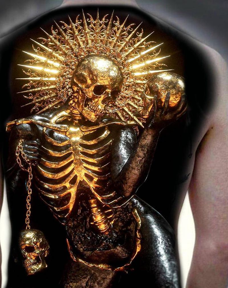 背部设计纹身图片_背部欧美写实设计纹身图案