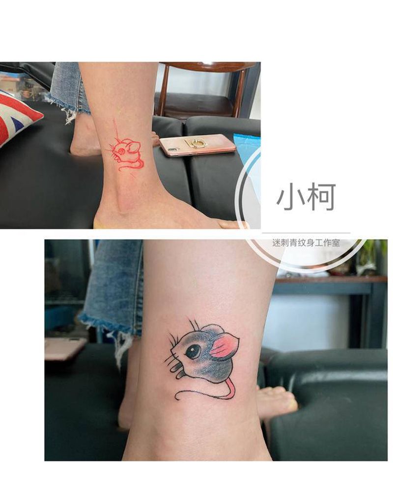 老鼠纹身图片_脚部Old SchoolNew School老鼠小老鼠纹身图案