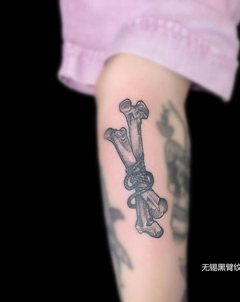 【小清新】骨头纹身图片_手部手臂几何水墨纹身图案