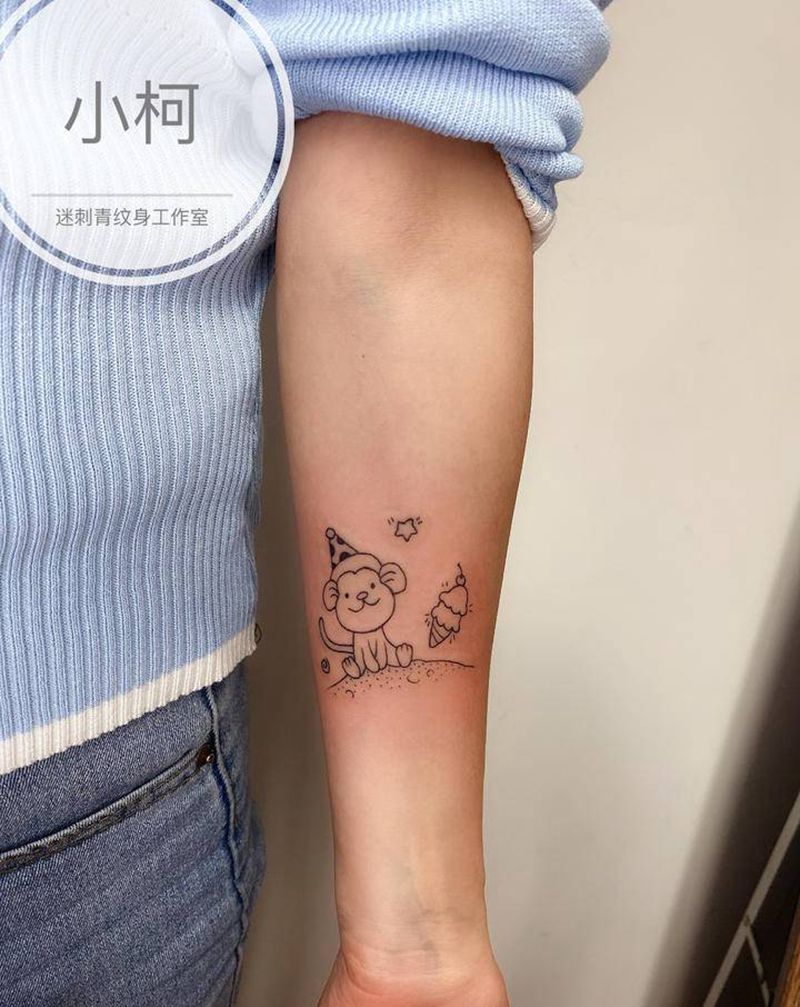 小猴子纹身纹身图片_手臂猴猴子小猴子纹身图案