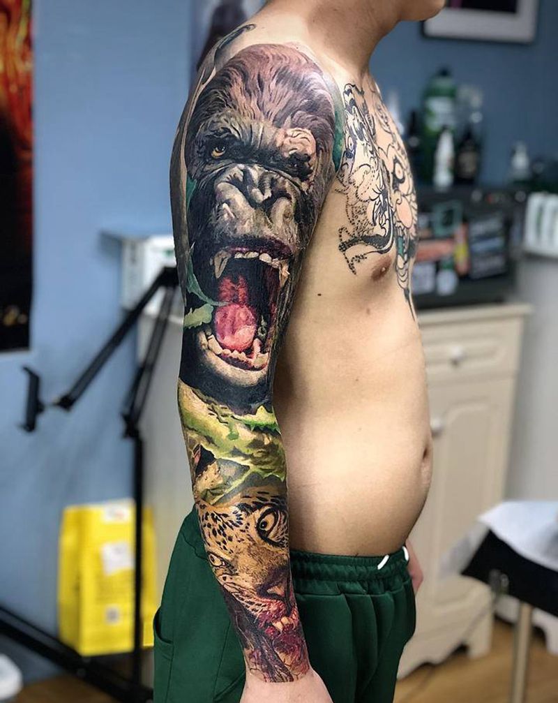 野生动物写实纹身图片_手臂欧美写实纹身图案