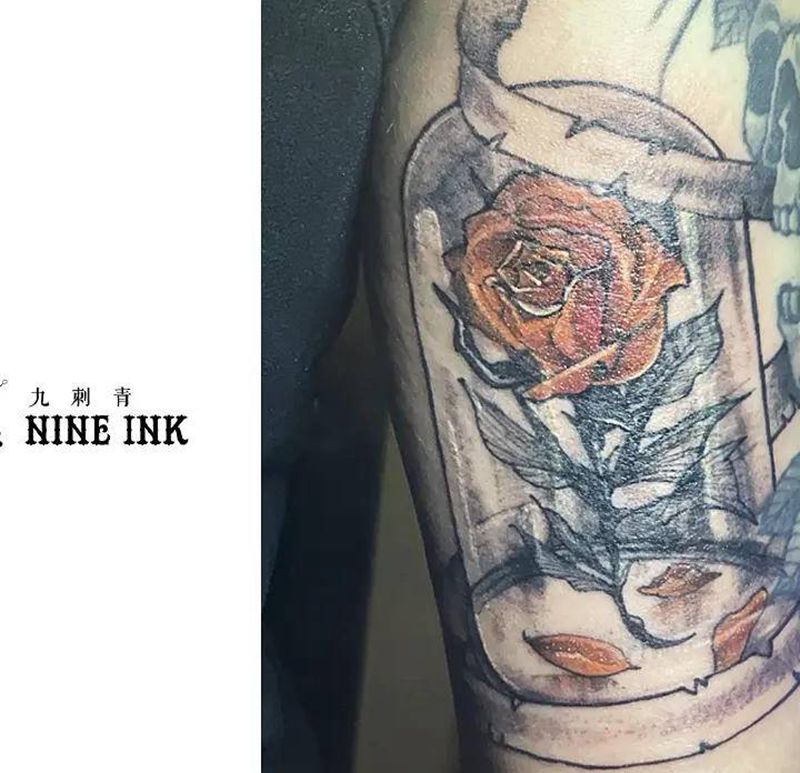 玫瑰纹身图片_手臂纹身图案