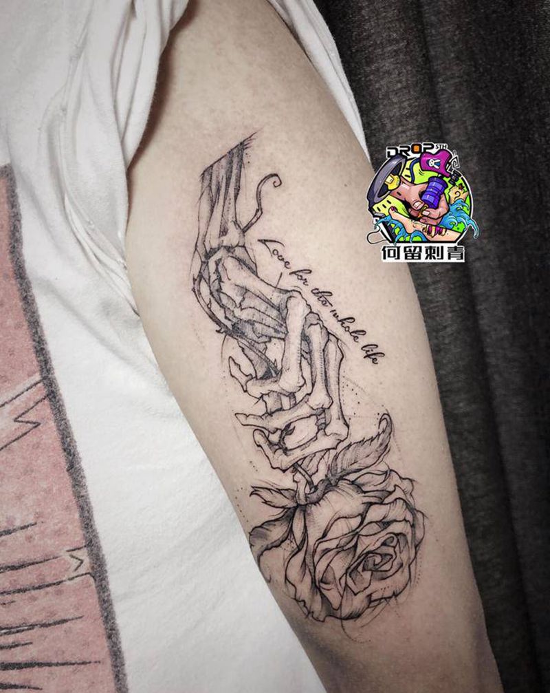 玫瑰纹身图片_手臂纹身图案