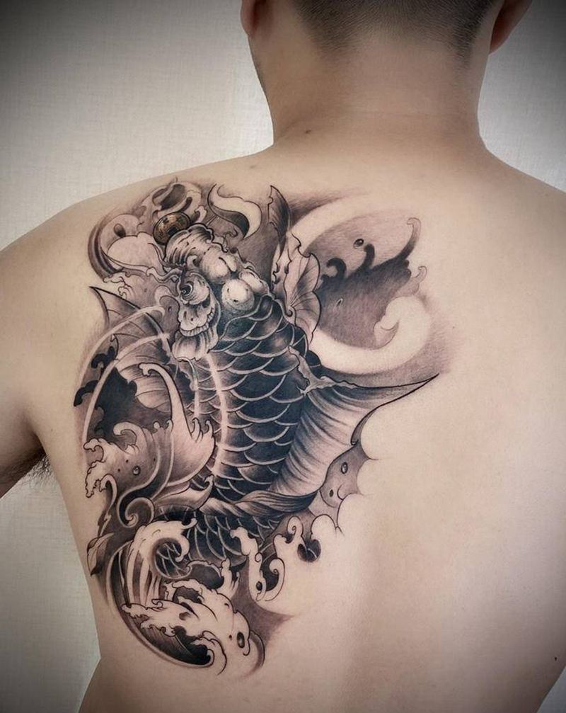 鲤鱼纹身图片_新传统纹身图案