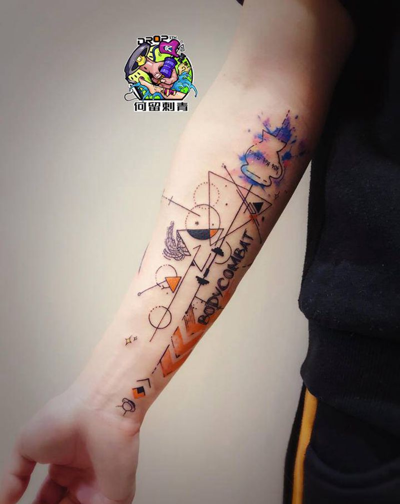 几何元素纹身图片_手臂纹身图案