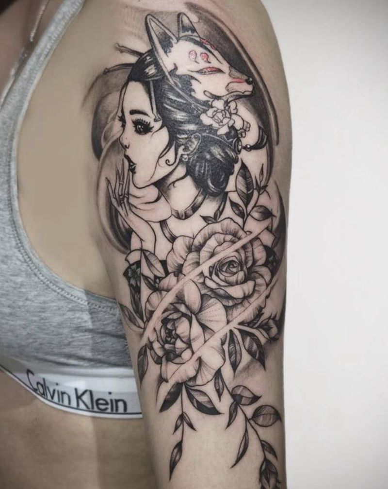 艺伎纹身图片_手臂纹身图案