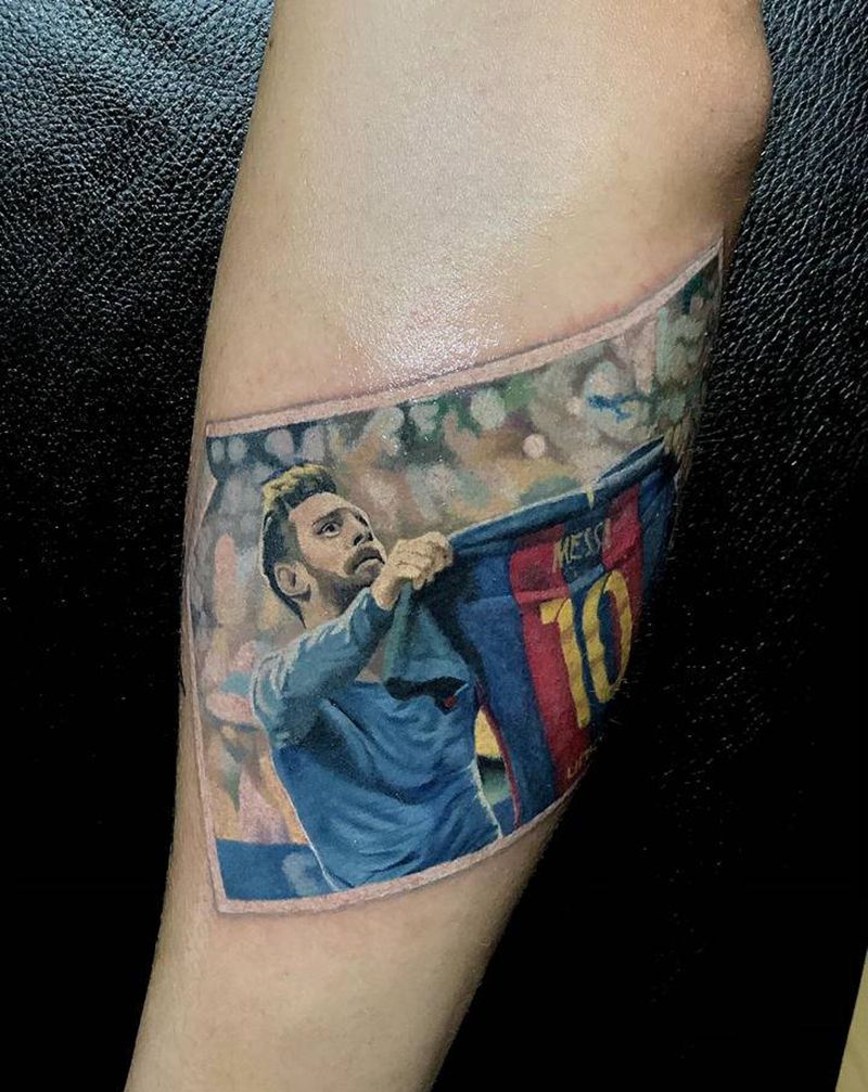 梅西小照片纹身图片_手臂欧美写实纹身图案