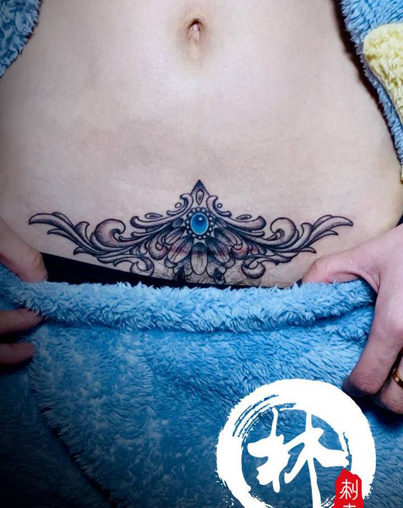 遮盖纹身图片_腹部新传统图腾纹身图案