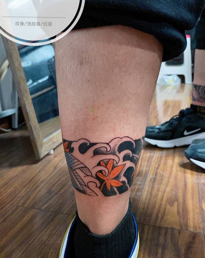 脚环纹身图片_腿部脚部新传统老传统腿环臂环纹身图案