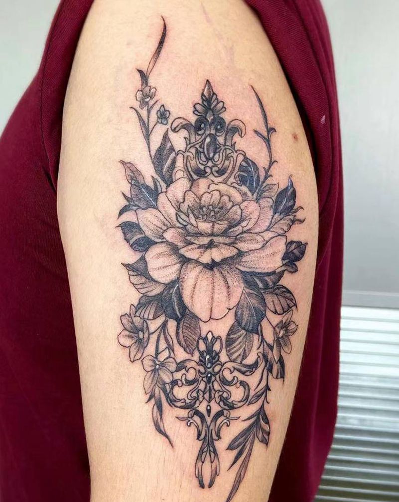 素花纹身图片_手臂手部几何花纹身图案