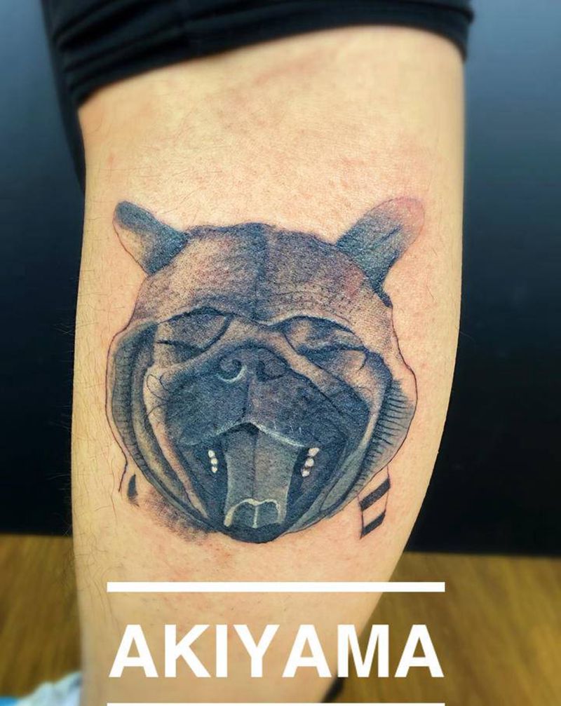 写实巴哥纹身图片_腿部脚部欧美写实动物纹身图案