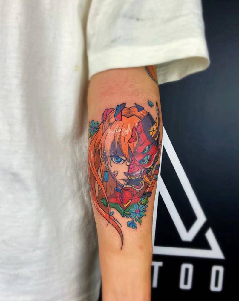 EVA  Asuka纹身图片_手臂New School卡通明日香EVA纹身图案