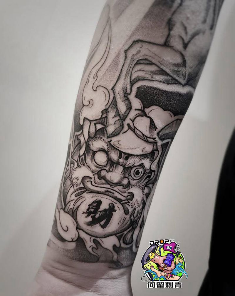 达摩纹身图片_手臂新传统纹身图案