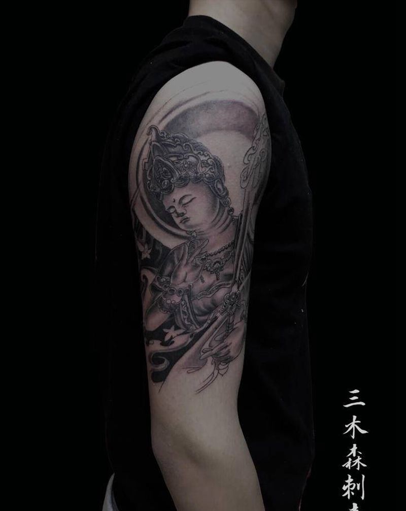 文殊菩萨（未完）纹身图片_手部新传统纹身图案