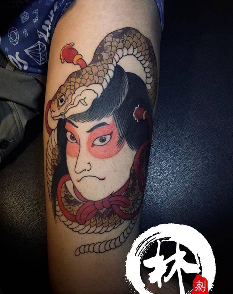 生首纹身图片_老传统纹身图案