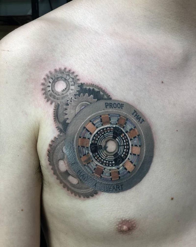 钢铁侠方舟反应堆盖图纹身图片_胸部欧美写实纹身图案