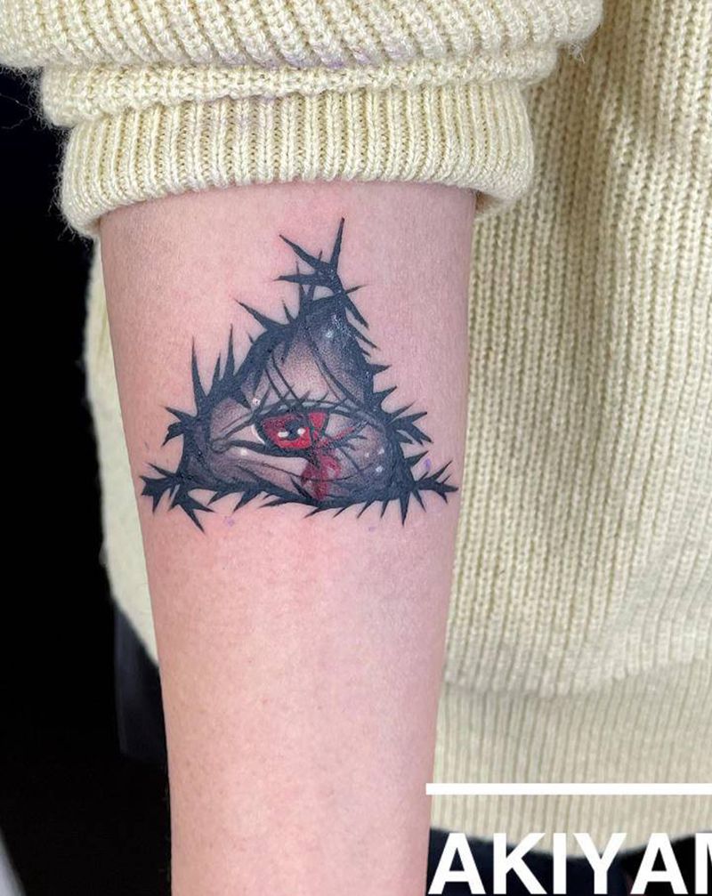 原创荆棘眼纹身图片_手臂手部图腾水墨纹身图案