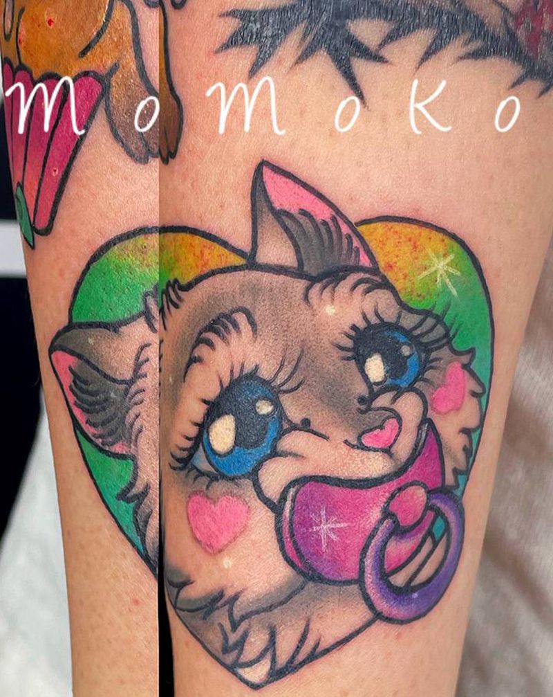 卡通猫咪纹身图片_手臂New SchoolOld School纹身图案