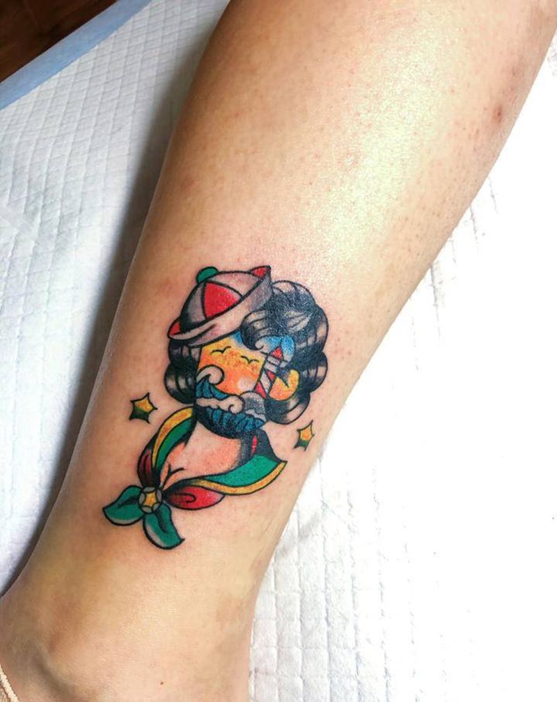 美女风景纹身图片_脚部腿部Old SchoolNew School纹身图案