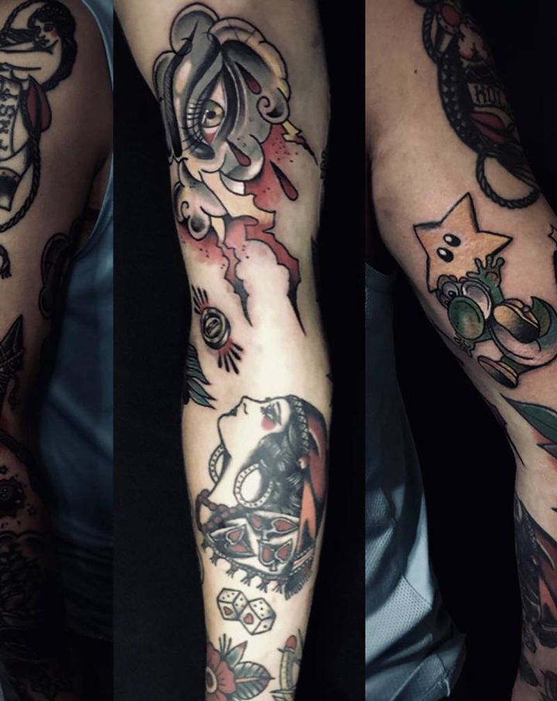 old school整臂纹身图片_Old School花臂纹身图案