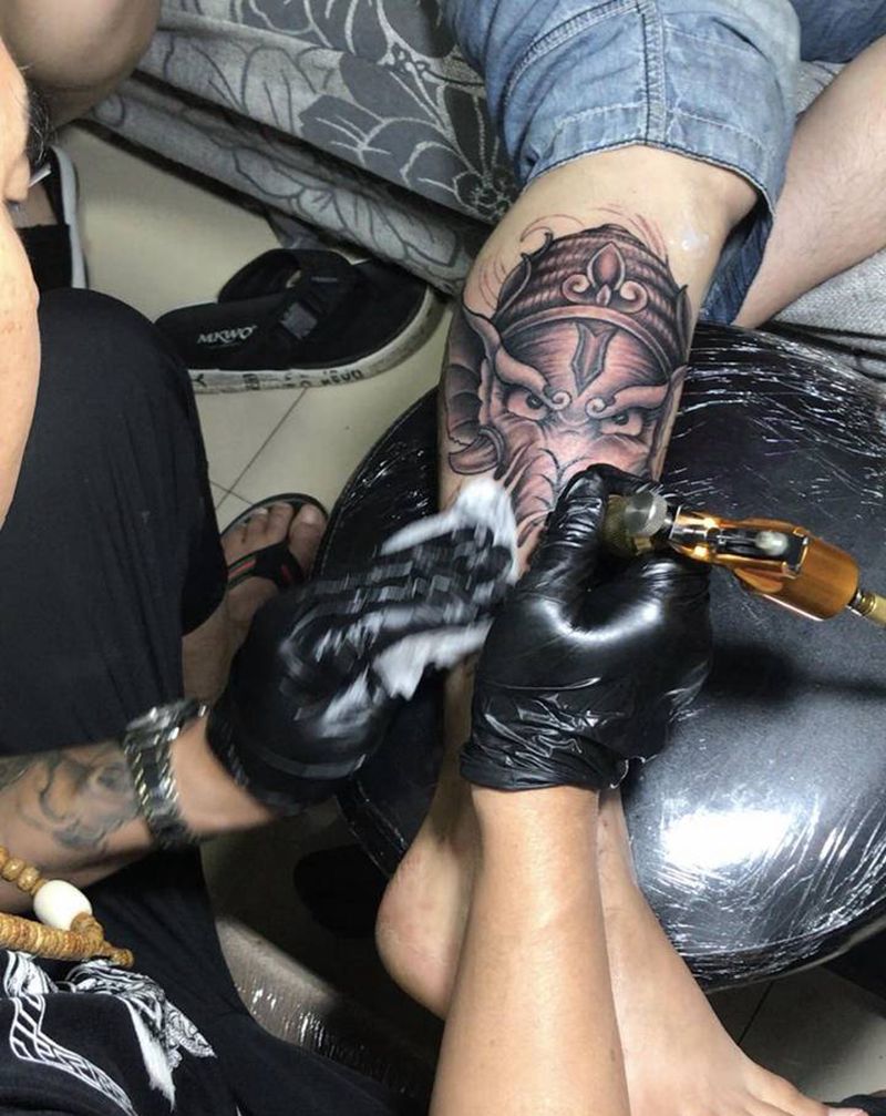 无锡长安  林刺青纹身图片_腿部新传统纹身图案