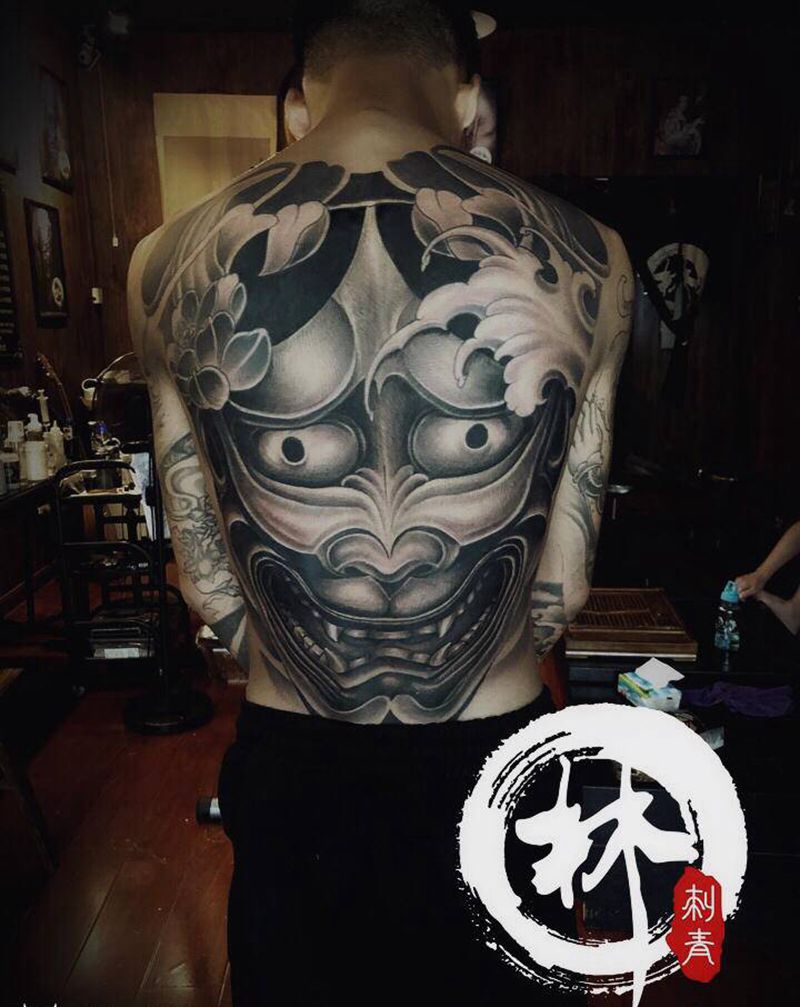 般若纹身图片_背部老传统新传统纹身图案