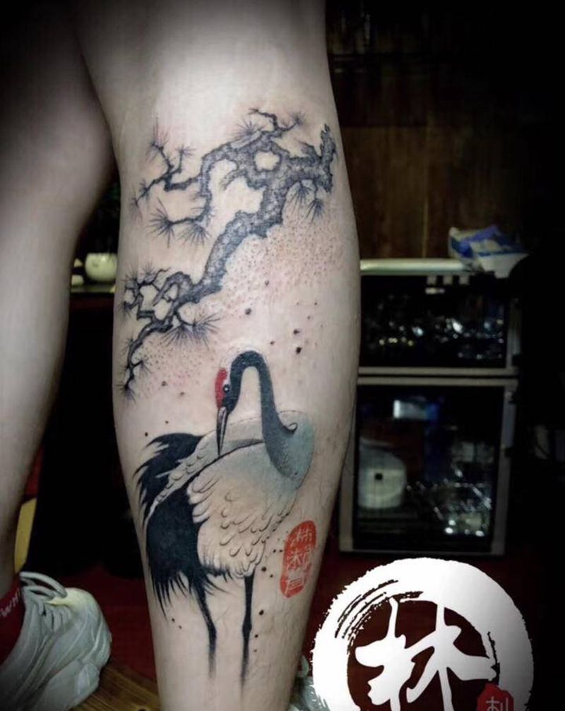 无锡长安 林刺青纹身图片_腿部肩部老传统新传统纹身图案