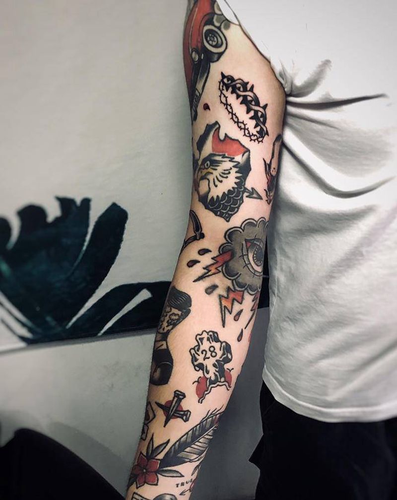 old school花臂纹身图片_手臂Old School纹身图案