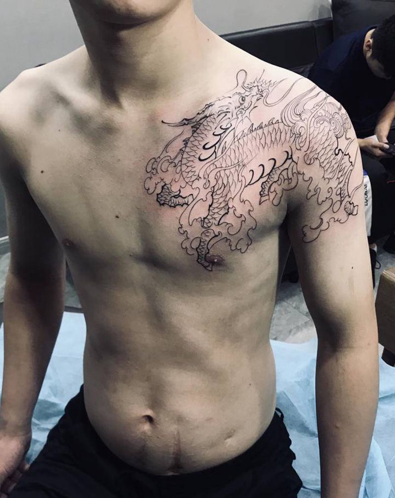 麒麟纹身图片_肩部纹身图案