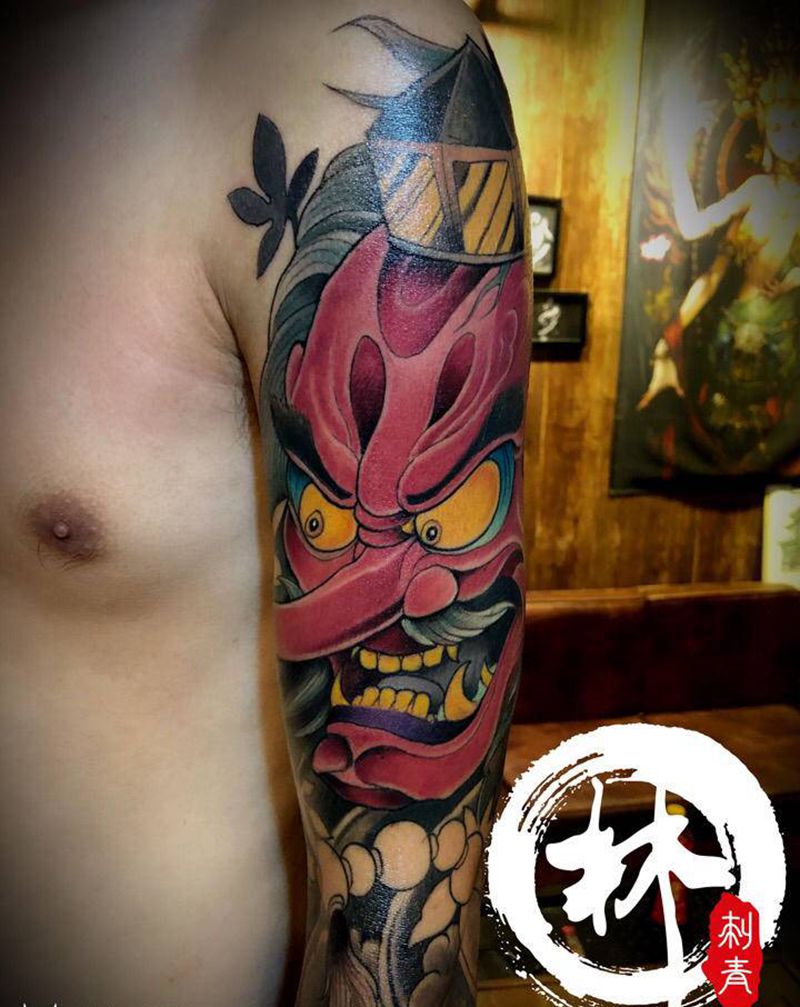 天狗纹身图片_手臂新传统老传统纹身图案