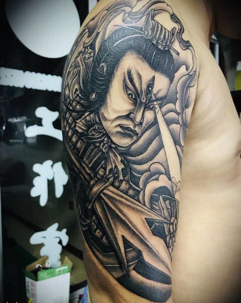 无锡林刺青 二郎神纹身图片_手臂新传统纹身图案
