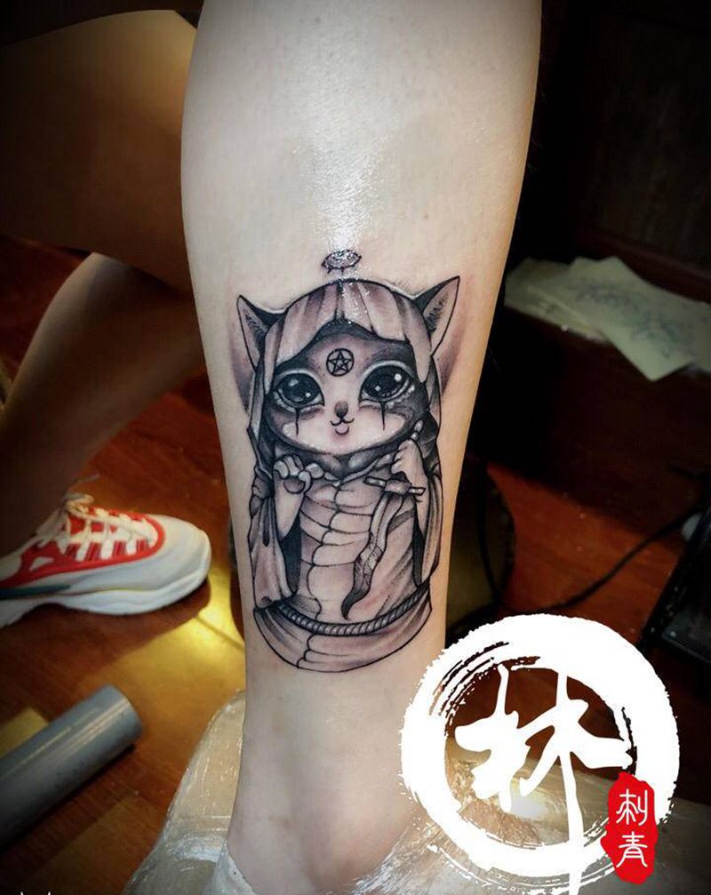 猫纹身图片_脚部纹身图案
