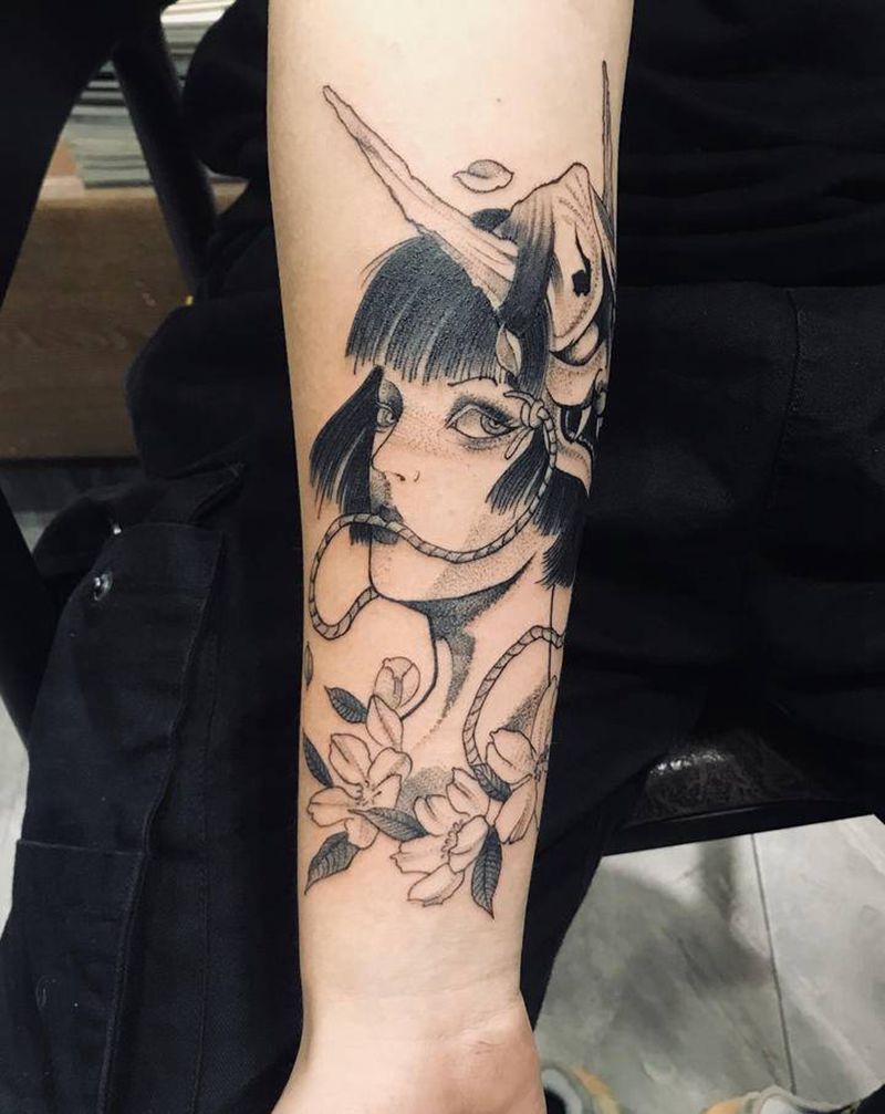 艺妓纹身图片_点刺纹身图案