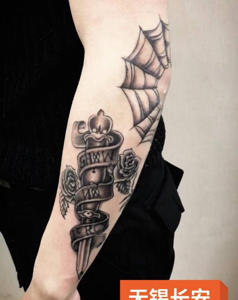 林刺青作品纹身图片_手臂新传统Old School纹身图案