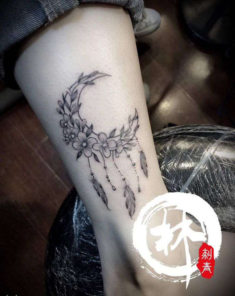 捕梦网纹身图片_腿部新传统纹身图案