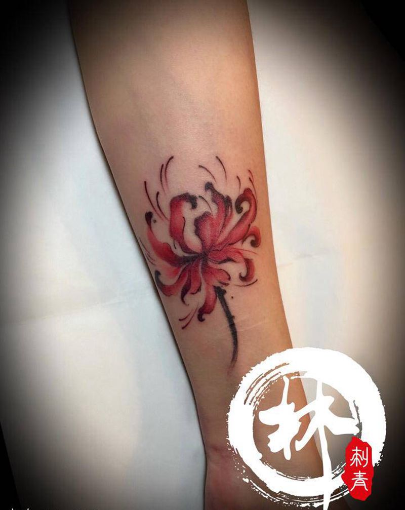 彼岸花纹身图片_新传统纹身图案