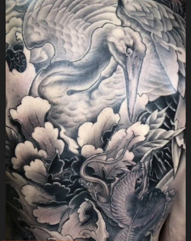 林刺青 满背纹身图片_背部新传统纹身图案