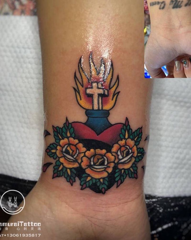 手腕遮盖失败纹身纹身图片_手部Old School纹身图案