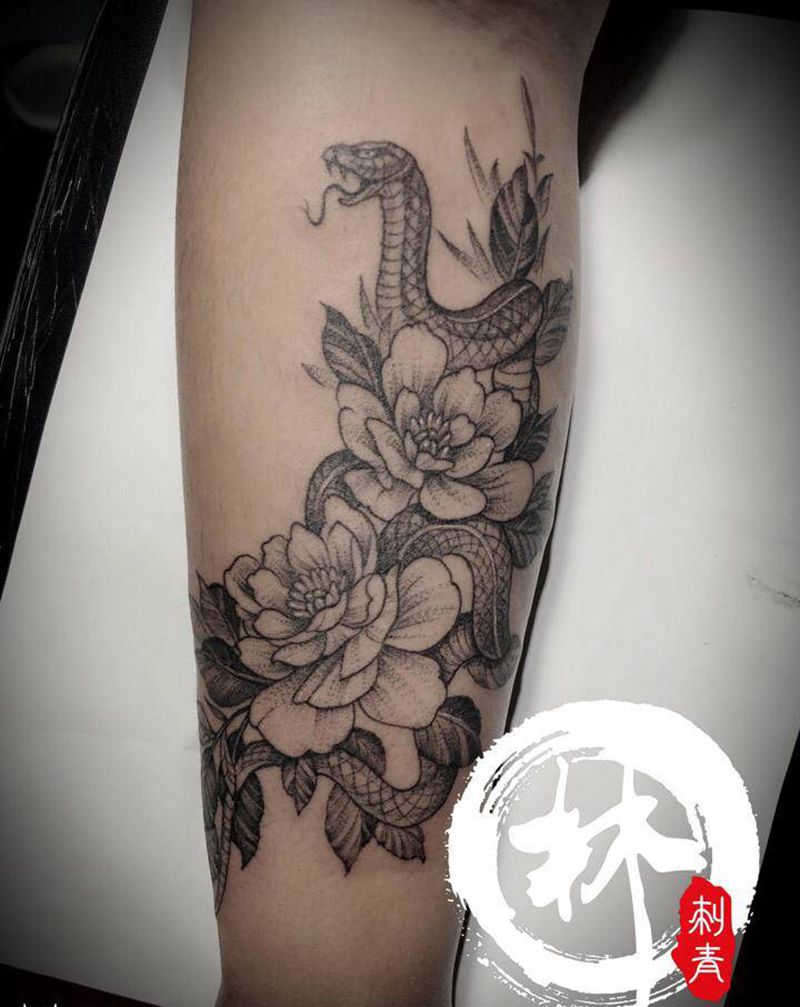 素花纹身图片_手臂点刺纹身图案