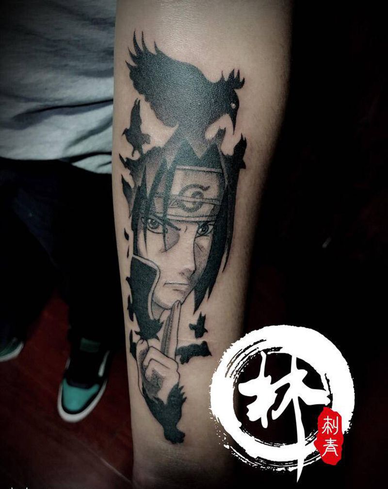 火影忍者纹身图片_手臂新传统点刺纹身图案