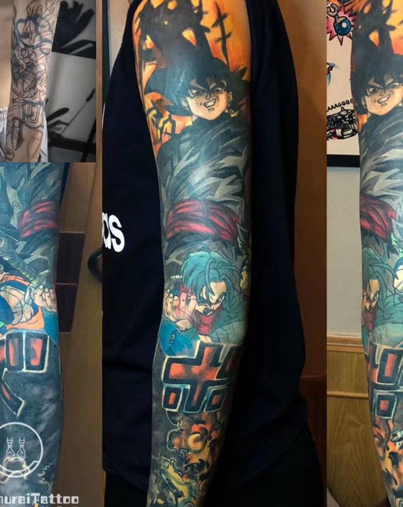 动漫遮盖花臂纹身图片_花臂遮盖纹身图案