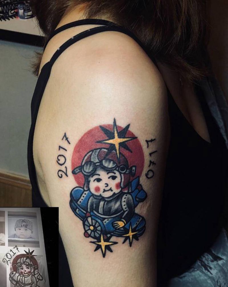 oldschool男孩纹身图片_手臂Old School纹身图案